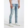 thumbnail image 2 of Crysp Denim Men's Distressed Rip & Repair Stonewashed Skinny Fit Stretch Jeans (28, Light Blue), 2 of 7