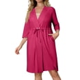 thumbnail image 3 of Iaqnaocc Post Surgery Robes for Women Hospital Gown 3/4 Sleeve Post Surgery Mastectomy Nightgowns with Inner Pockets Soft House Robes Lightweight Pajama Dress Shirt Womens Robe Hot Pink XXL, 3 of 8