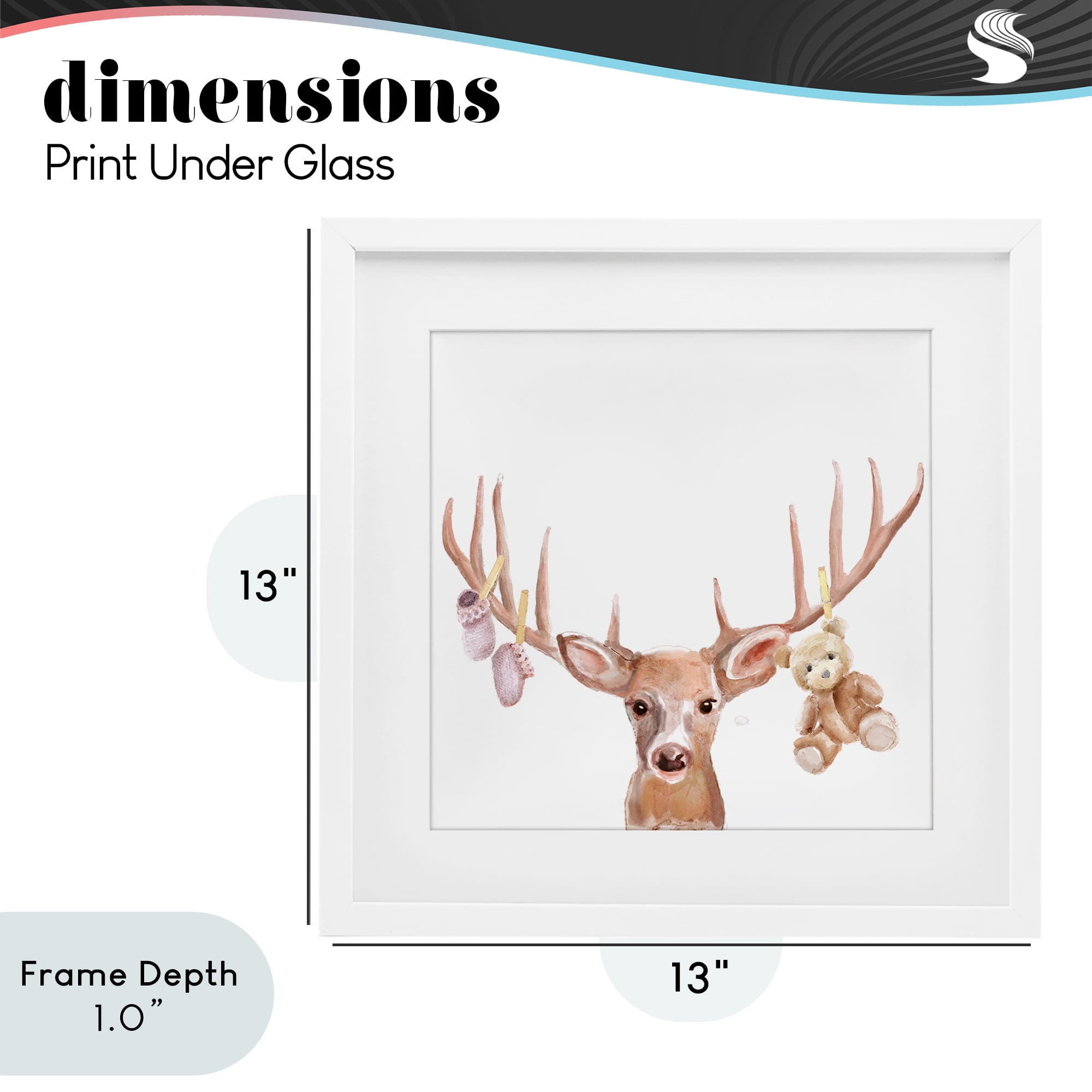 Stupell Industries Baby Girl Deer Antlers White Framed Print Under Glass, design by Ali Lynne