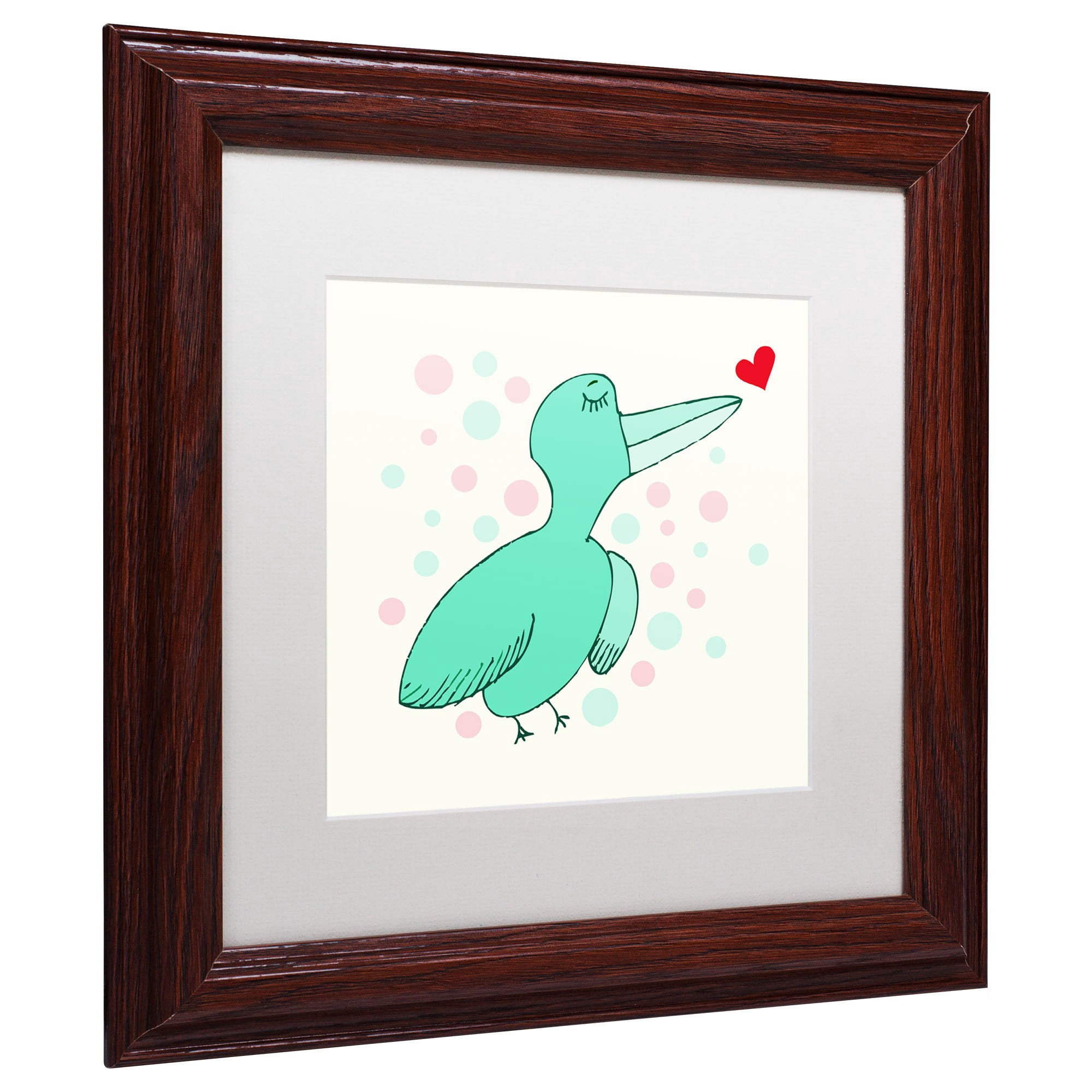 Trademark Fine Art "Dreamy Love Bird" Canvas Art by Carla Martell, White Matte, Wood Frame