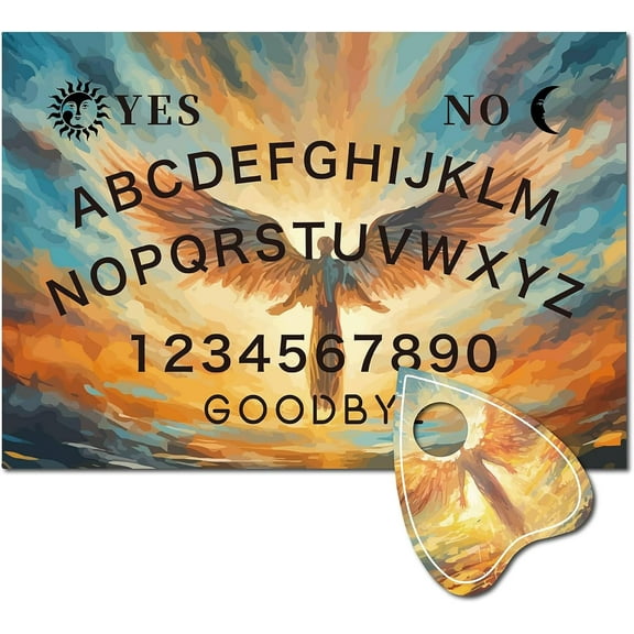 Angel Fairy Pendulum Dowsing Divination Board Wooden Spirit Board Pendulum Board Talking Board Kit Metaphysical Message with Planchette for Witchcraft Altar Supplies 11.8x8.3Inch