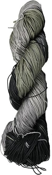 Knitsilk 3 Ply 100% Mulberry Silk Lace Weight Yarn | Perfect for Knitting & Crocheting and Weaving | Fine Quality Silk Yarn for Luxurious Creating Projects.(50Gm–260Yards, Black&Grey) (Pack of 1)