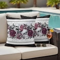 thumbnail image 5 of Halloween Outdoor Pillow Covers 16"x16" Set of 2, Waterproof Throw Pillow Covers for Patio Furniture, Black Purple Skull Roses Horror Flower Decorative Cushion Pillowcases for Garden Porch Couch Sofa, 5 of 9