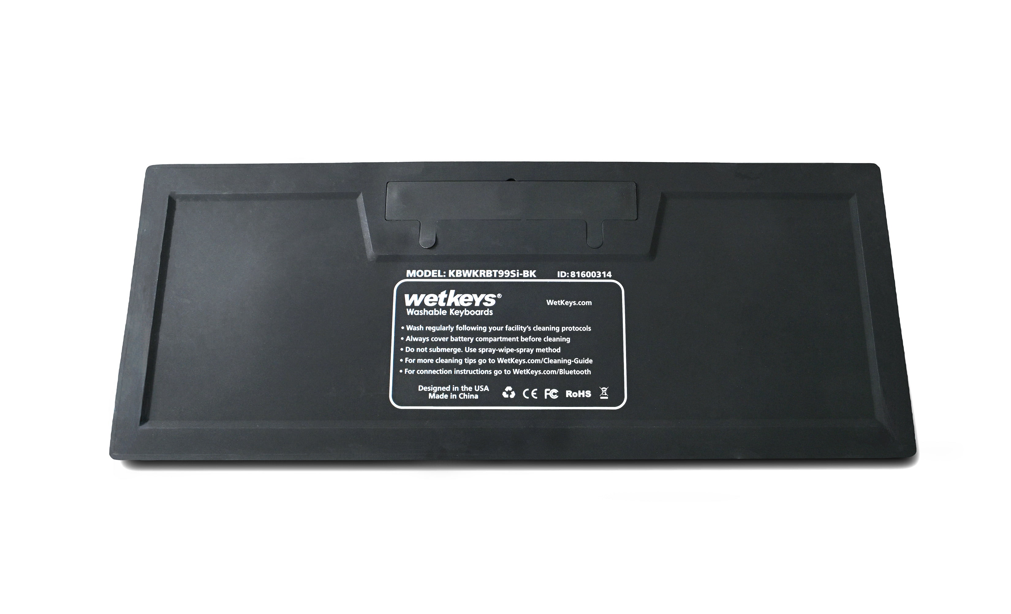 WetKeys 'Blue Connect' Professional-grade Rigid Silicone Waterproof Wireless Bluetooth®; Keyboard with ON/OFF Switch (BT) (Black) | KBWKRBT99Si-BK