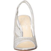 Jessica Simpson Jaisey Clear/Silver Peep Toe Slingback Stiletto Heeled Sandals (Clear/Silver, 8)