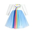 thumbnail image 5 of Girls Dress Blue Rainbow Butterfly Pleated Tulle Casual Long Sleeve 7 Years, 5 of 6