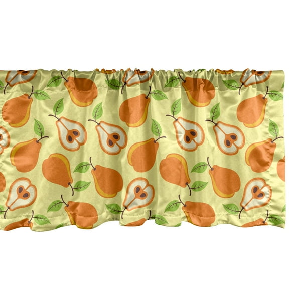 Ambesonne Pear Window Valance, Fresh Fruits Summer Organic, 54" X 12", Apricot Lime Green