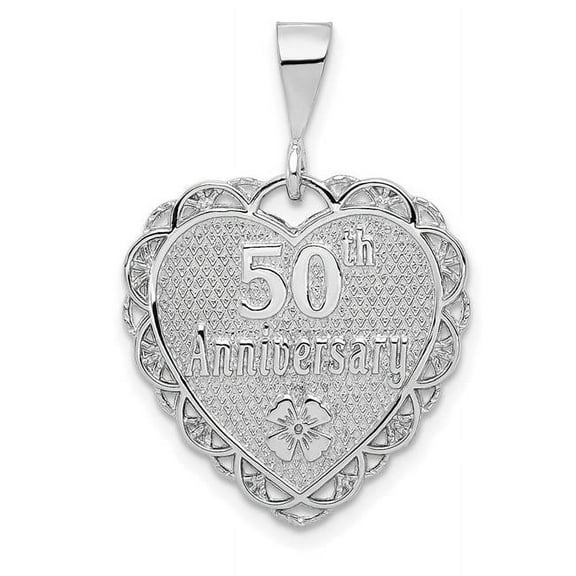Finest Gold 14K White Gold Reversible 50th Anniversary Charm