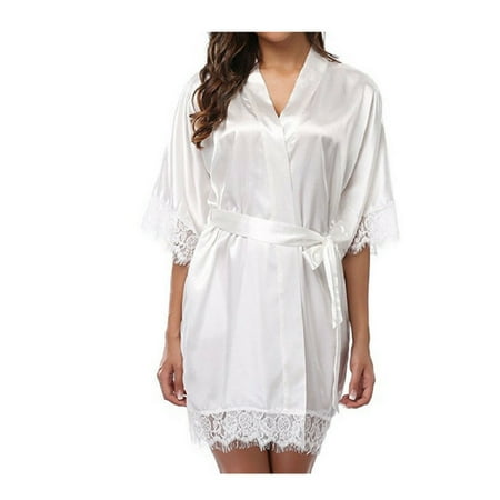 

Women s Robe Satin Silk Kimono Summer Lace Sleepwear Pajamas Sexy Fashion Homewear Sheer Ladies Nightdress Lightweight Lingerie