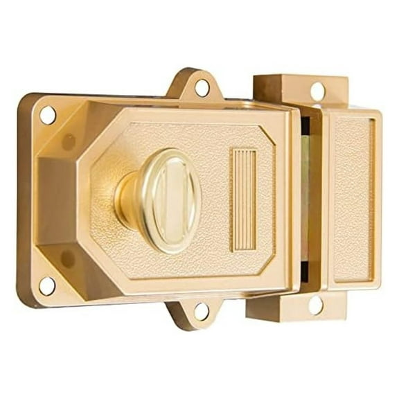 Tuff Stuff Bronze Rim Deadlock - Single Cylinder Massive Surface Bolt, Jumbo Size with Square Deadbolt - Secure Door Lock for Enhanced Security