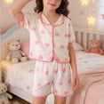 thumbnail image 2 of HBGVBA Toddler and Girl's Summer Set,2 Piece Casual Outfit,1-11 Years Heart Print Ice Silk Lapel Short Sleeve Set, 2 of 5
