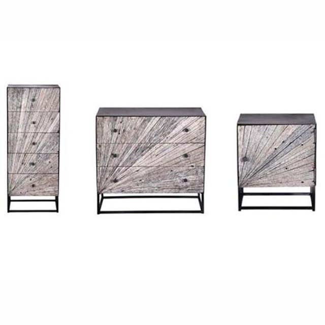 Progressive Furniture A234-69 Table de Chevet Layover, Écorce Grise & Fer