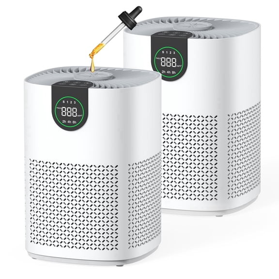 VEWIOR 2 Pack Air Purifiers for Home, Air Purifiers for Bedroom Large Room up to 1200 Sq.ft with H13 HEPA Washable Filter, Aromatherapy, PM2.5 Display, Sleep Mode, Auto Mode