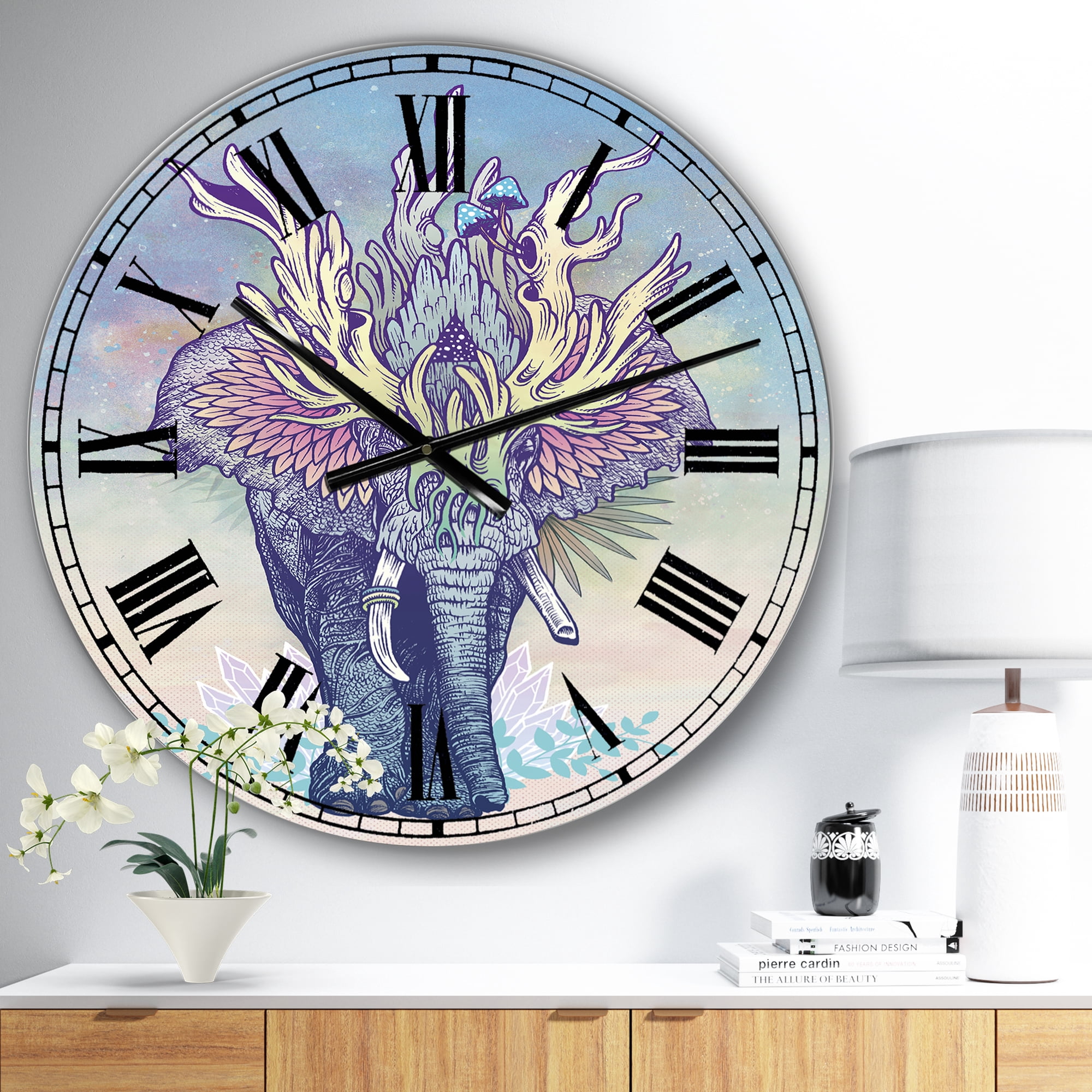 Designart Oversized Multicolor Analog Round Modern Wall Clocks, CLM25662-C23
