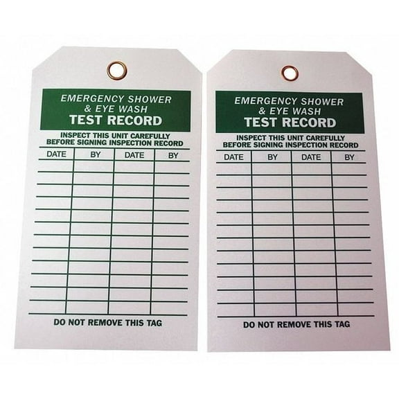 Manufacturer Varies Emer Sh & Eye Wash Test Rcd Tag,Met,PK10 4ZH14