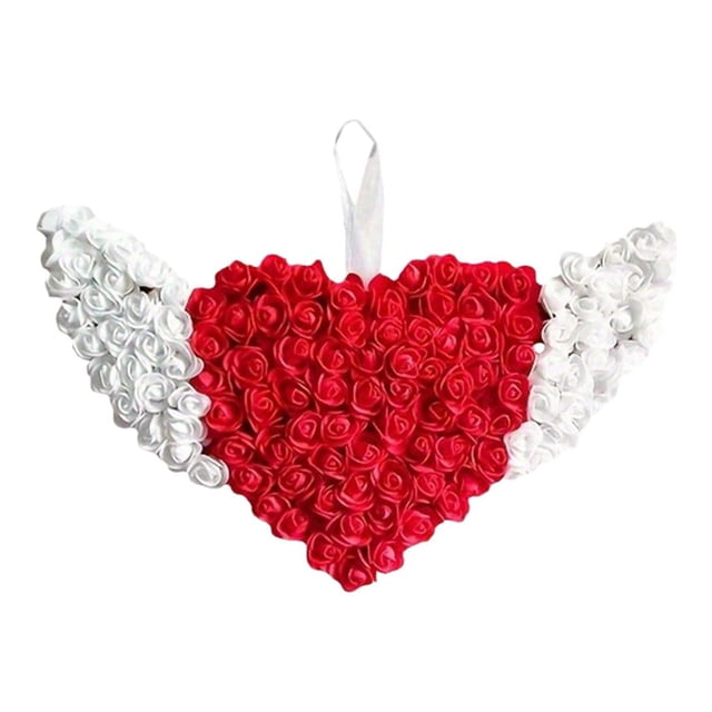 Corona de amor para el Día de San Valentín, guirnalda en forma de corazón, decoración de rosas artificiales, corona Floral para puerta de pared,