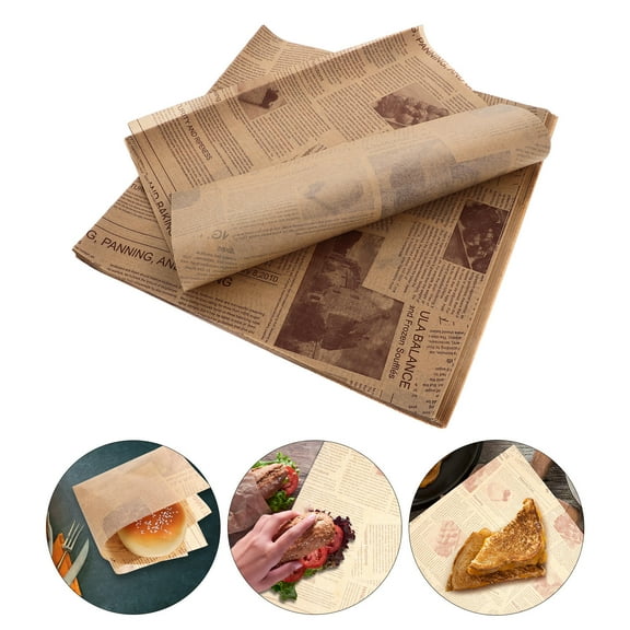 DEEPCRAFF Greaseproof Bread Paper Food Wrapping Paper Light Brown 100 Sheets 11.8x11.8in