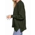 thumbnail image 2 of Women'S Oversized Batwing Sweaters 2025 Fall Outfits Trendy Crewneck Knit Side Slit Fashion Pullover Tops Green XL, 2 of 9