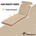 thumbnail image 3 of Geemuslly Outdoor Chaise Lounge Cushion 72x21 Inch With Headres - Waterproof Patio Chair Cushions Non-Slip with Ties, Fade Resistant for Pool Beach Garden Recliner,Beige,2Pcs, 3 of 8