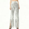 thumbnail image 2 of Daznico Sequin Fringe Pants for Stage Performance Outfit Hop Party for Dance,Mardi Gras Clothing,L, 2 of 7