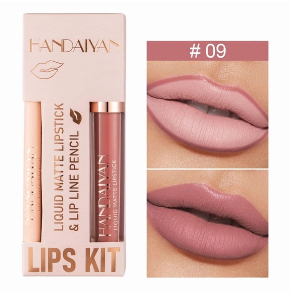 12-color Matte Lip Liner And Lip Gloss Combo