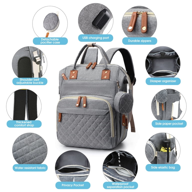 3-in-1 Travel Diaper Bag Backpack with Insulated Pocket and  display picture 2