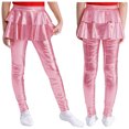 thumbnail image 1 of TiaoBug Leggings à Volants Métalliques Brillants pour Filles, Jupes-Pantalons de Jazz Hip Hop, Culottes de Danse, Tenue de Danse Rose 12, 1 of 7