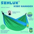 thumbnail image 5 of SZHLUX Hamaca para niños – Equipo de camping para niños, accesorios de camping con 2 correas para árboles y mosquetones para uso interior/exterior, azul zafiro y verde hierba, 5 of 5
