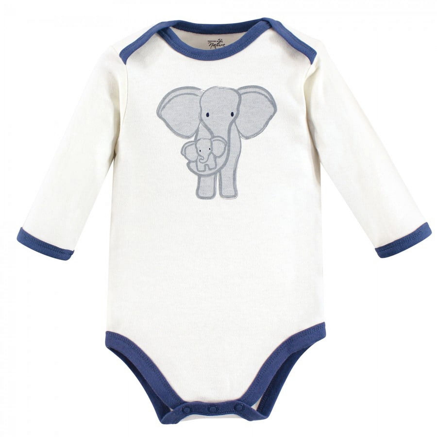 Touched by Nature Organic Cotton Long-Sleeve Bodysuits 3pk, Elephant, 3-6 Months