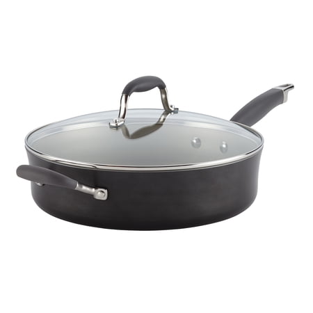 Anolon Advanced Hard Anodized Nonstick 5.5 Quart Covered Saute with Helper Handle  Dark Gray