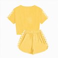 thumbnail image 6 of kpoplk Toddler Girl Clothes Summer Outfit Set Ruffle Sleeve Top and Shorts Soft Stretchy 2 Piece 12M-4T(Yellow,9-10 Y), 6 of 6