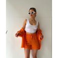 thumbnail image 6 of AURA Women Two Piece Outfit Long Sleeve Shirt Drawstring Shorts Casual Set, 6 of 8
