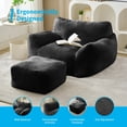 thumbnail image 4 of MUZZ Giant Bean Bag Chair with Footstool, Plush Beanbag Sofa for Adults, Puffy Comfy Lazy Sofa Floor Couch with Armrests for Living Room,Bedroom,Reading Room,Dark Gray, 4 of 9
