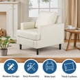 thumbnail image 2 of HomGarden Beige Linen Single Sofa Chair - Versatile Accent Armchair W/Cushion Lounge Seat & Wood Legs for Home, Bedroom, Office, 2 of 11