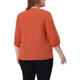 thumbnail image 3 of Unique Bargains Women's Plus Chiffon Top Round Neck Ruffle Work Blouse 2X Caramel, 3 of 6
