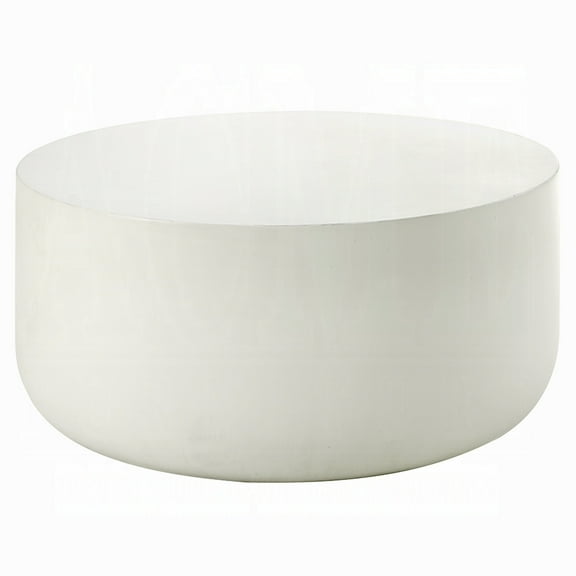 Utan Coffee Table, Modern Natural White Cement Frame, Round 31 Inch