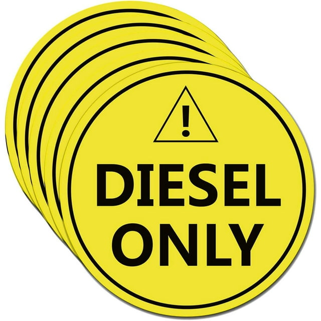Diesel Only Sticker Sign,4" Diesel Only Decal Labels - to Prevent User Error - Adhesive Fuel Stickers for Trucks, Tractors, Machinery(5 Pack Set) (Orange Yellow)