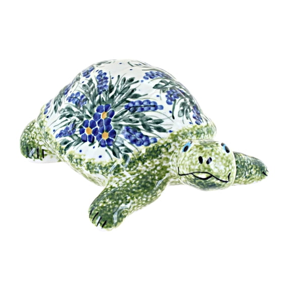 Blue Rose Polish Pottery Hyacinth Turtle Figurine