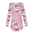 thumbnail image 5 of GERsome Christmas Shirts for Women Long Sleeve Tops Round Neck Dress Shirts Cute Santa Claus Printed Pink Pullover Top to Wear with Leggings, 5 of 5