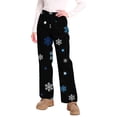 thumbnail image 2 of Women's Christmas Snowflakes and Trees Print Plush Pajama Pants, Soft and Comfortable Home Wear Trousers for Winter, Casual Sleepwear with Elastic Waist,Black,M, 2 of 7