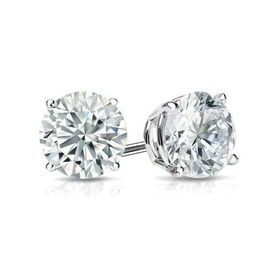 Bonjour Jewelers 10k White Gold Created White Diamond Round Stud Earrings 6mm Plated