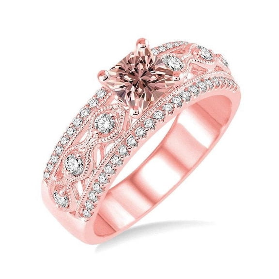 1.50 Carat Princess Morganite Diamond Engagement Ring for Women in 14k Rose Gold affordable morganite & diamond engagement ring