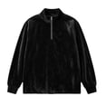 thumbnail image 7 of Qualvora Mens Velour Quarter Zip Pullover, Long Sleeve Stand Collar Sweatshirt with Metal Zipper, Loose Fit Solid Color Top, Fall Winter Party Night Out Wear for Men, 7 of 7