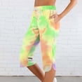 thumbnail image 2 of Olyvenn Womens Gradient Capris Sweatpants Stretchy Athletic Yoga Workout Pants Drawstring Waist Cropped Joggers with Pockets Green M, 2 of 7
