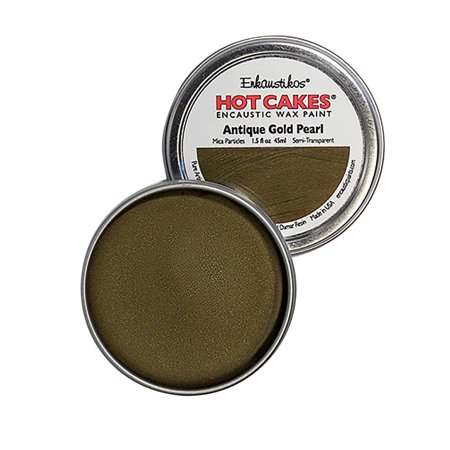 UPC: 0813043010857 | Enkaustikos Hot Cake Encaustic Wax Paint  1.5 oz. Tin  Antique Gold Pearl