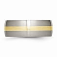 thumbnail image 3 of Titanium Real 14kt Yellow Inlay 8mm Brushed Band Size: 7; for Adults and Teens; for Women and Men, 3 of 6