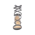 thumbnail image 2 of BLISSFUL STEP Women's Open Toe Lace up Sandals Mid Block Heels Sandals Grey 10.5, 2 of 8