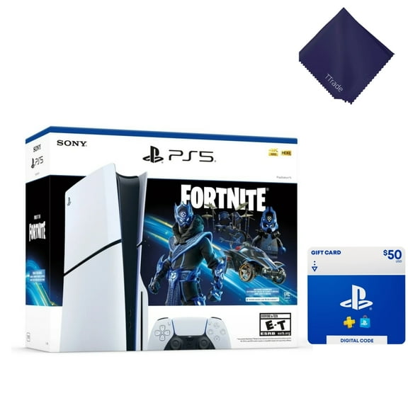 New TTrade PlayStation_5 Slim (PS_5) Disc Edition – Fortnite Bundle w/ Cobalt Star Pack   1,000 V-Bucks & $50 PSN Card [Digital Code] – Holiday Gift – 1TB SSD