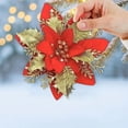 thumbnail image 3 of 1 Pcs Christmas Poinsettia Artificial Flowers Decorations,5.7 Inch Christmas Tree Wreaths Garland Decoration,Glitter Flowers Picks Decor,Glitter Christmas Flowers,(Red,5.7 in), 3 of 4
