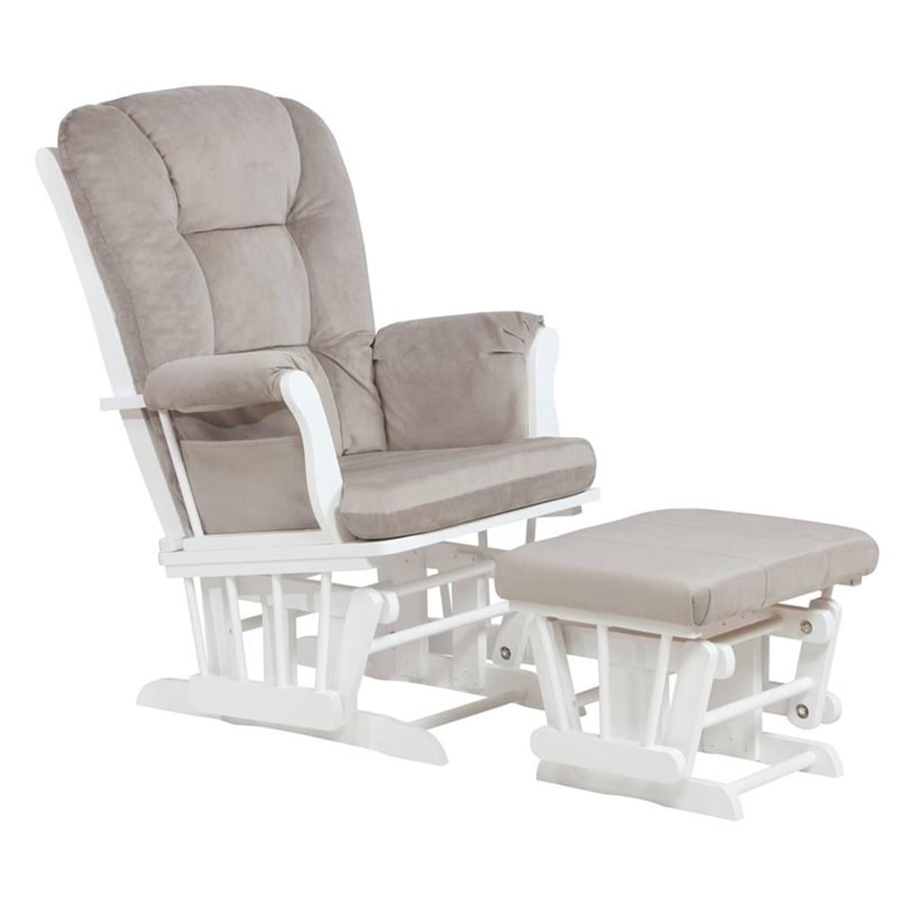 AFG Baby Furniture Kids Modern Comfort Solid Wood Glider Rocking Chair with Ottoman, White